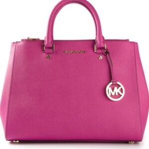 Michael Kors Saffiano Satchel - Raspberry Pink